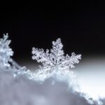 Close-up of a single snowflake with intricate details.