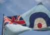 Blue flag with Union Jack and RAF roundel.