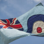 Blue flag with Union Jack and RAF roundel.