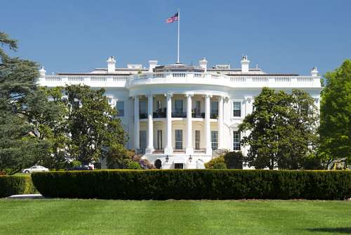 The White House with the American flag above it.