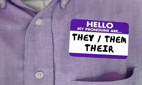 Hello, my pronouns are they/them/their name tag.