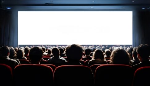 Audience watching a movie in a theater