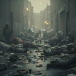 California’s $27 BILLION Homelessness FAILURE Exposed… A dimly lit alleyway filled with people lying on the ground amidst trash