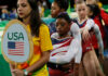 Ban Drops — Sports World Braces USA gymnasts waiting in line at an event.