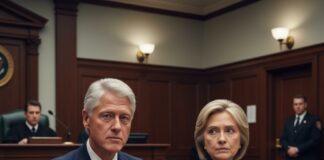 Two political figures seated at a courtroom table during a legal proceeding