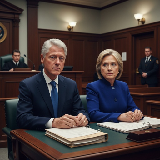 shutterstock_2705000969 Two political figures seated at a courtroom table during a legal proceeding