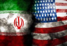 Rage Message Targets America, Israel Iran and United States flags with smoky overlay