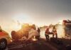 Emergency responders at overturned car crash scene