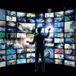AI Doppelgängers Exposed — New York Cracks Down Person interacting with curved wall of digital screens