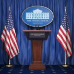 Viral Tourist, Unverified, Courted By Power White House press podium with microphones and two American flags