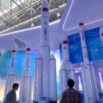 Sunward Threats: China Seizes Advantage Scale models of Chinese Long March rockets at an indoor exhibit