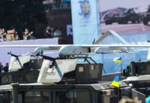 New Orders Put Fighter Pilots on Alert Military drone mounted on armored vehicle