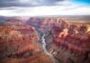 Phantom Ranch LOCKED DOWN After Sudden Deluge Grand Canyon with river winding through layered red cliffs