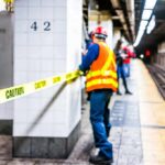 5 Men Dead Along Same Michigan Trail Construction worker on subway platform with caution tape