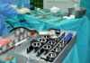 Time-Out Failed – Patient Lost Both Legs Surgical instruments and implants on a covered operating table