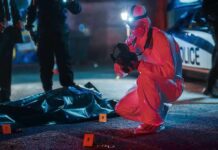 Autopsy Exposes Truth Behind Girl’s Death forensic investigator photographs crime scene evidence at night