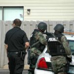 Horrific Erie Rampage Stuns Neighborhood police officers in tactical gear beside patrol car